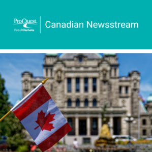 Caandian newsstream database logo with a photo of canada parliament below it.