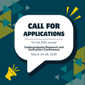 call for applications for the undergrad research and innovation conference. due march 3.